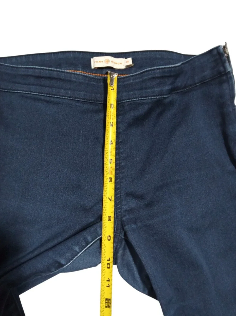 Tory Burch Stretch Side Zip Skinny Jeans Dark Indigo Pull On Denim Sz 26